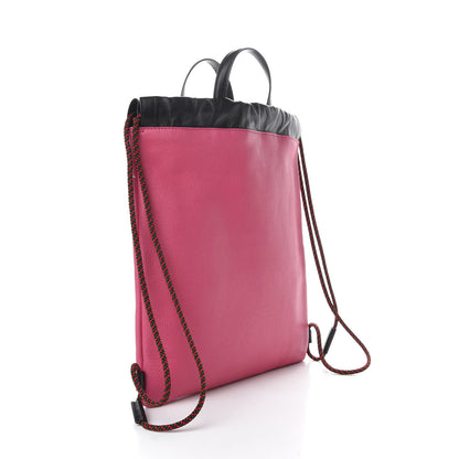 Gucci Grained Calfskin Logo Drawstring Backpack Box Pink Green Black 3 of 9