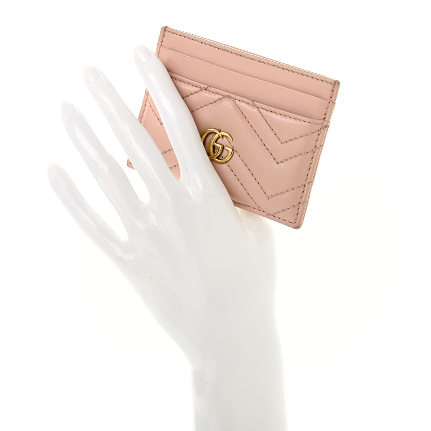 Calfskin Matelasse GG Marmont Card Holder Perfect Pink