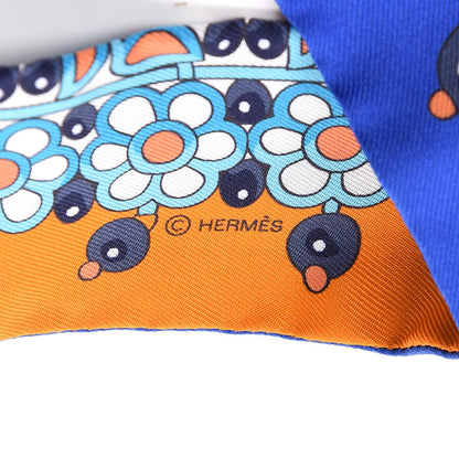 Hermes Silk Parures Des Maharajas Twilly Bleu Royal Orange Turquoise 3 of 5