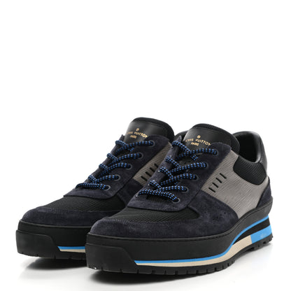 Louis Vuitton Suede Monogram Eclipse Mens Harlem Sneakers 8 Navy Blue 3 of 10
