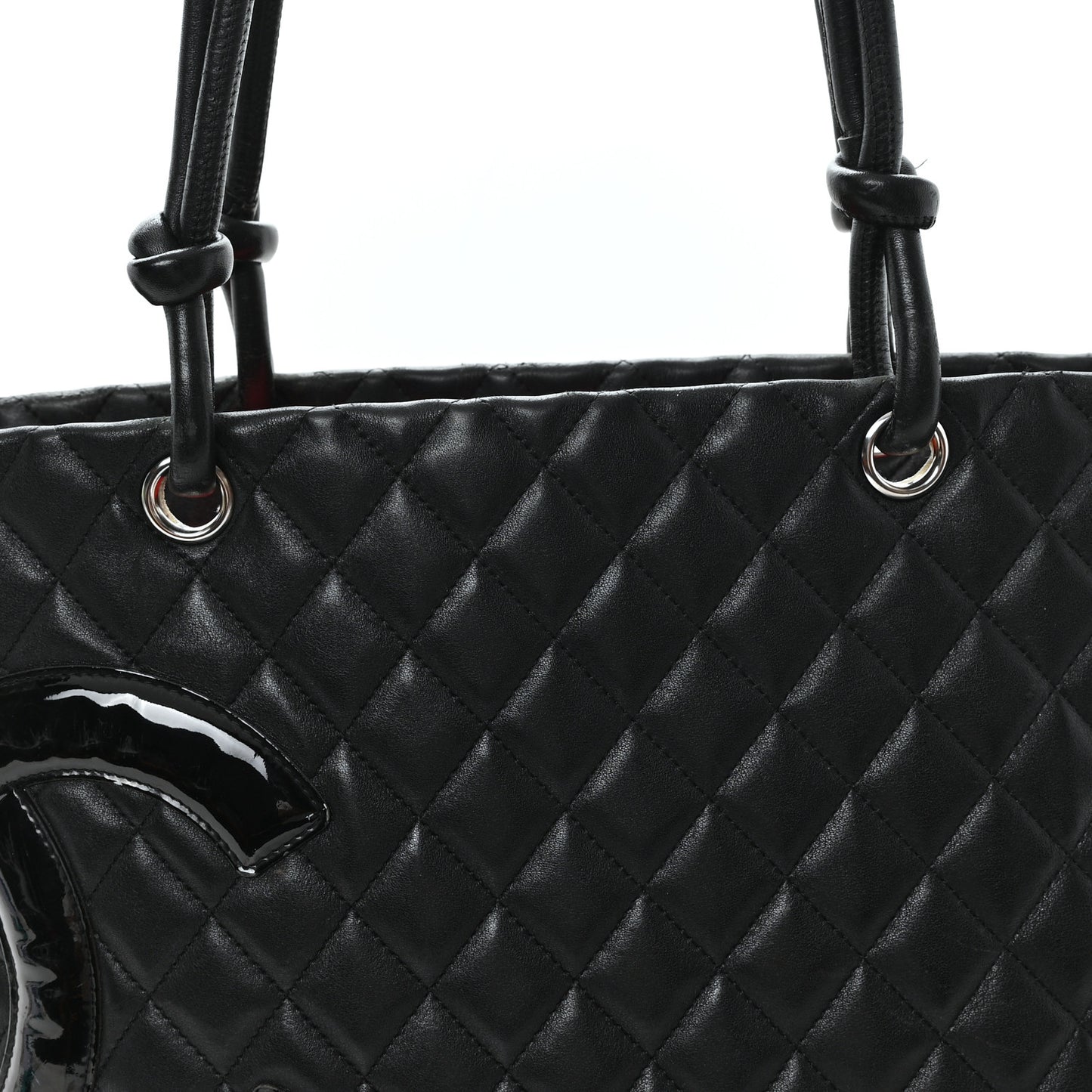 Calfskin Quilted Large Cambon Tote Black