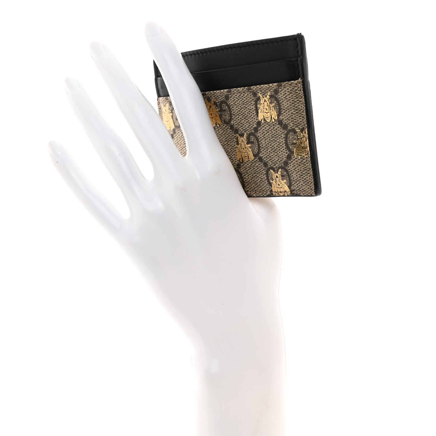GG Supreme Monogram Bees Card Holder Black