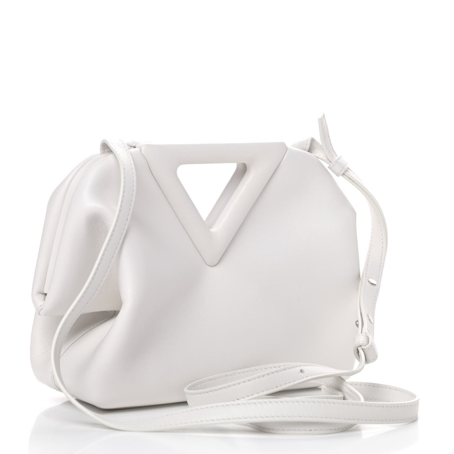 Calfskin Small The Point Triangle Bag Chalk