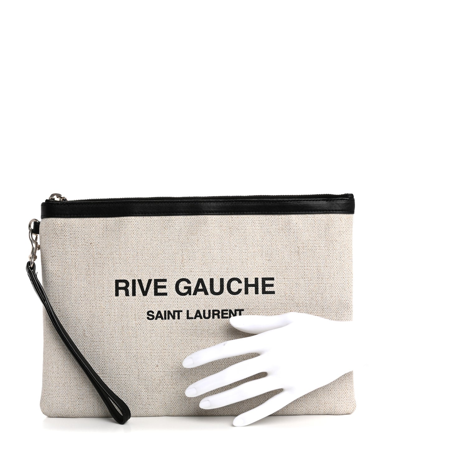 Linen Canvas Rive Gauche Zipped Pouch Optic White