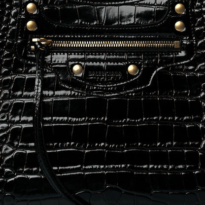Balenciaga Shiny Supple Calfskin Crocodile Embossed Brass Hardware Neo Classic City Black 7 of 9