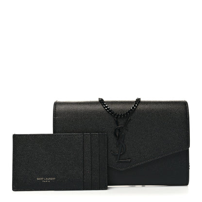 Saint Laurent Grain De Poudre Uptown Chain Wallet Black 1 of 12