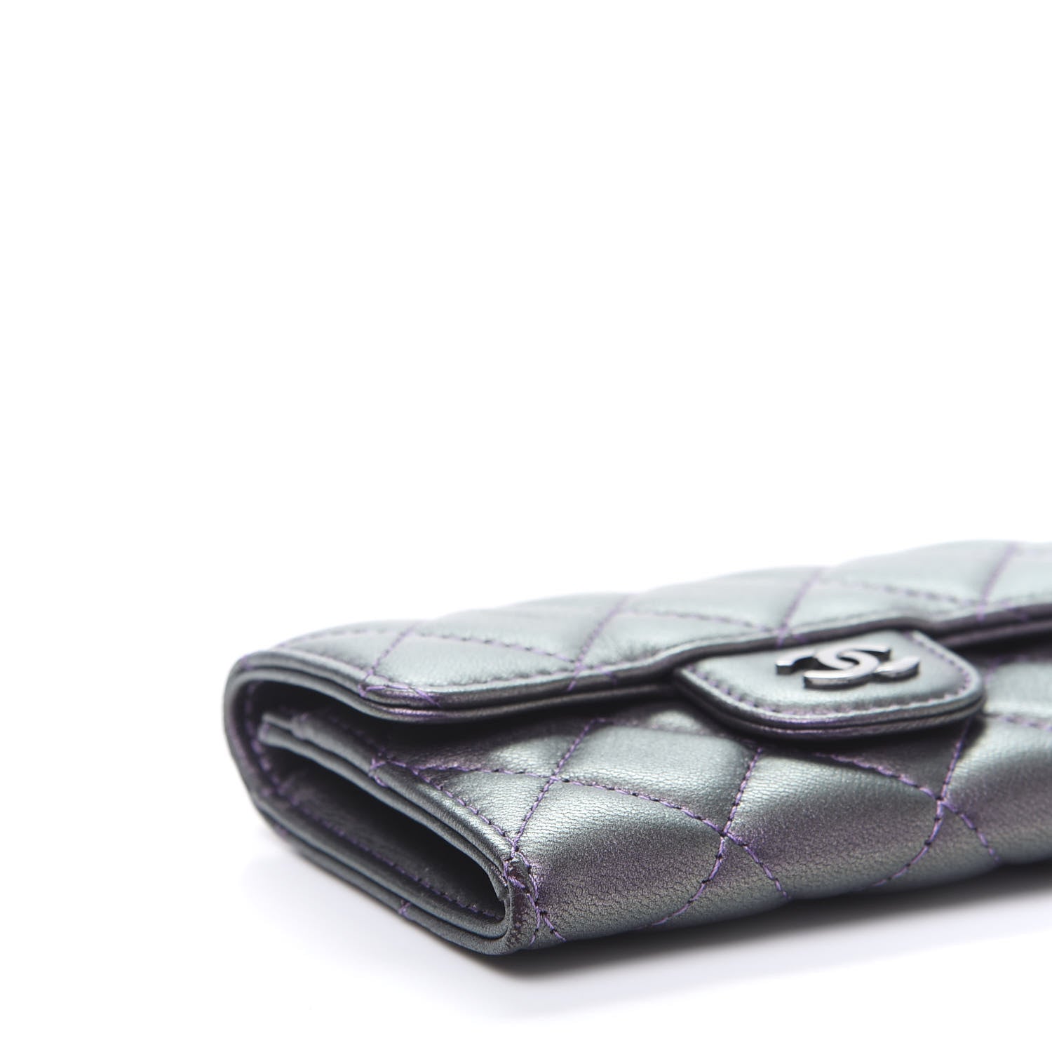 Chanel Iridescent Lambskin Quilted Flap Card Holder Purple 8 of 11