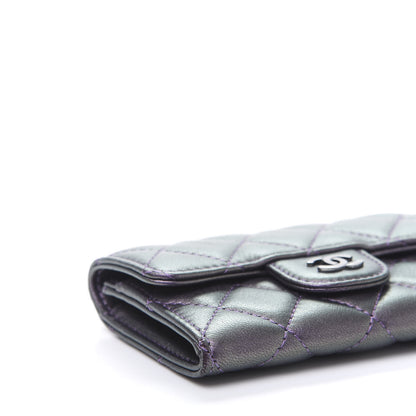 Chanel Iridescent Lambskin Quilted Flap Card Holder Purple 8 of 11