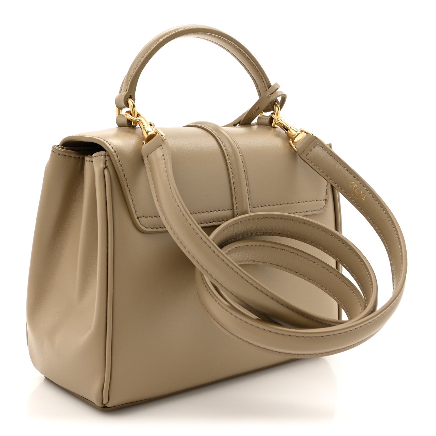 Celine Satinated Calfskin Mini 16 Top Handle Bag Beige 2 of 12