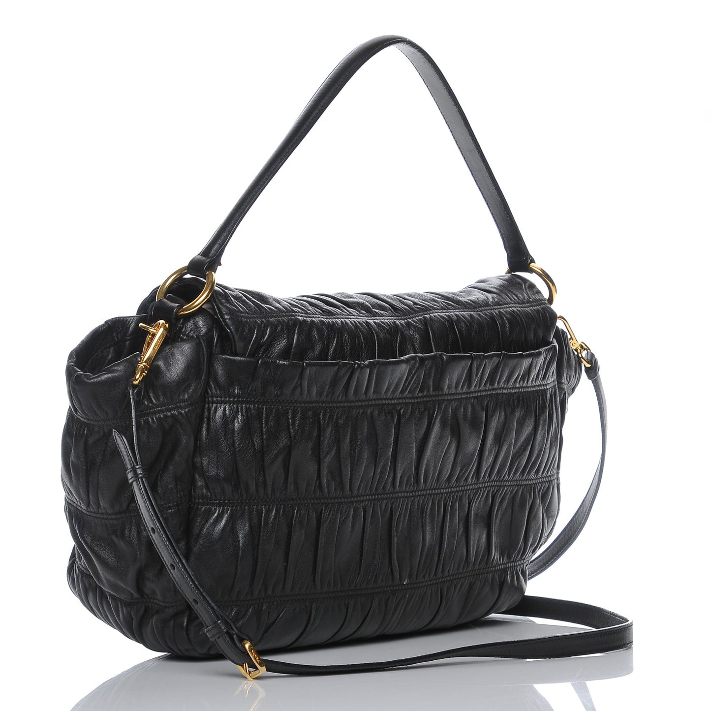 Nappa Dressy Gaufre Flap Bag Nero Black