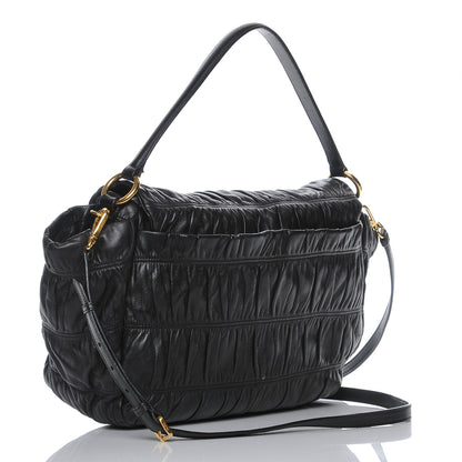 Prada Nappa Dressy Gaufre Flap Bag Nero Black 4 of 12