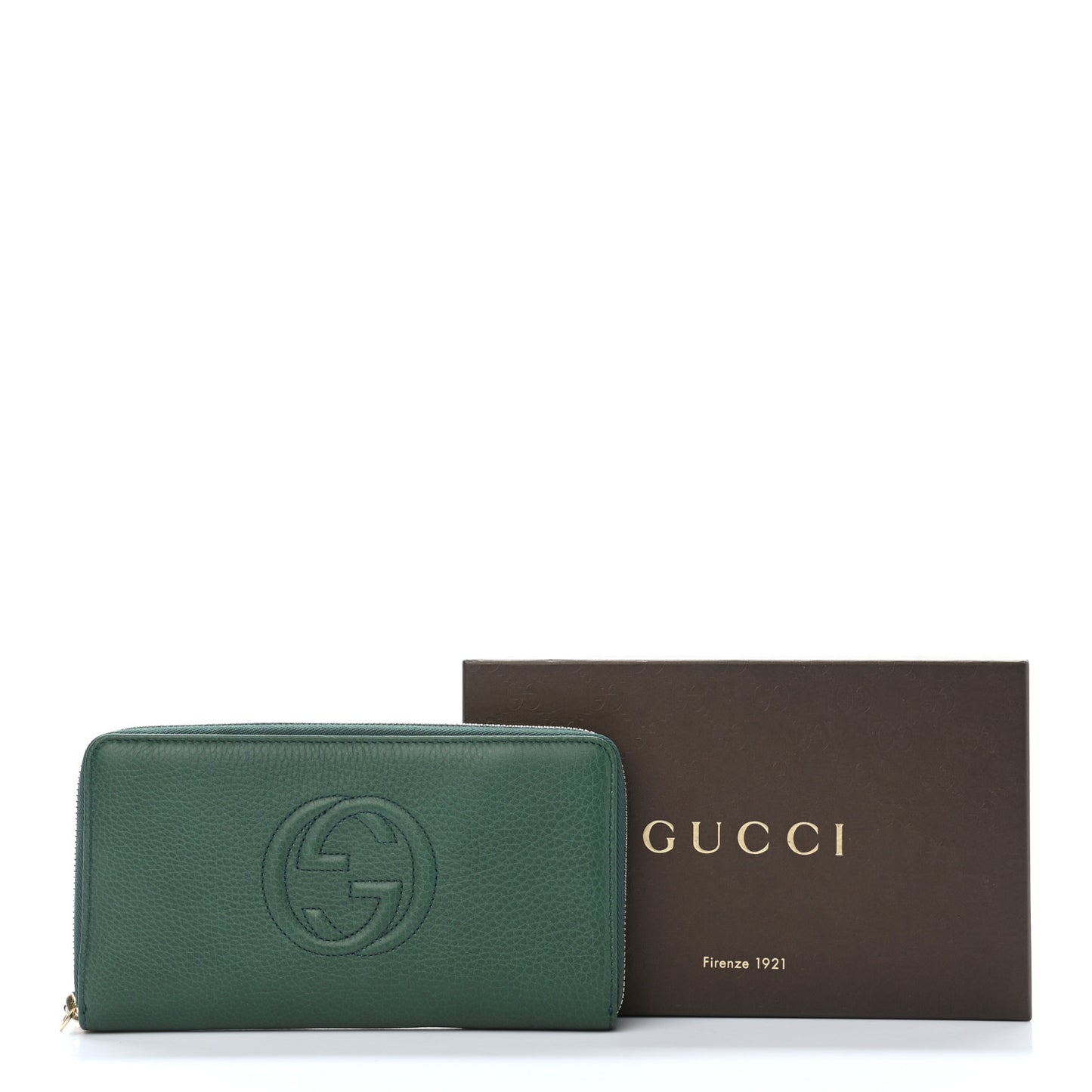 Pebbled Calfskin Soho Zip Around Wallet Green
