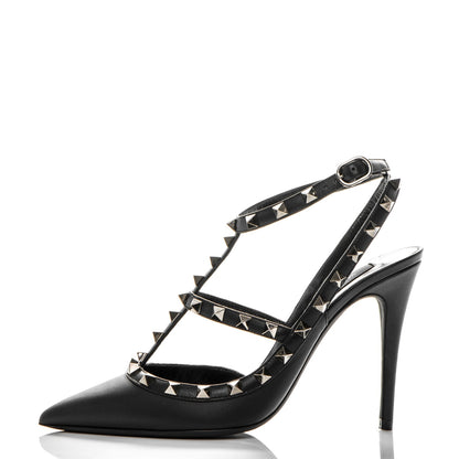 Valentino Garavani Nappa Rockstud Ankle Strap Pumps 38 Black 1 of 7