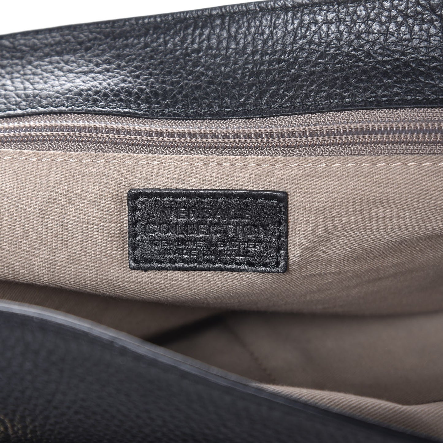 COLLECTION Grained Calfskin Chain Strap Shoulder Bag Black