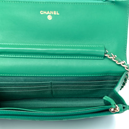 Chanel Lambskin Quilted Wallet On Chain WOC Green 4 of 4