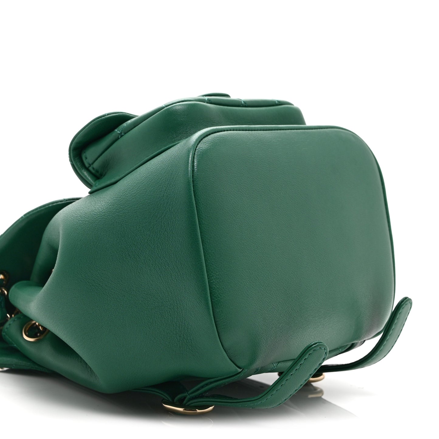Lambskin Quilted Small Duma Drawstring Backpack Green