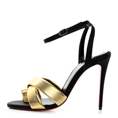 Christian Louboutin Metallic Nappa Laminato Just Me 100 Sandals 35 Black Gold 1 of 8