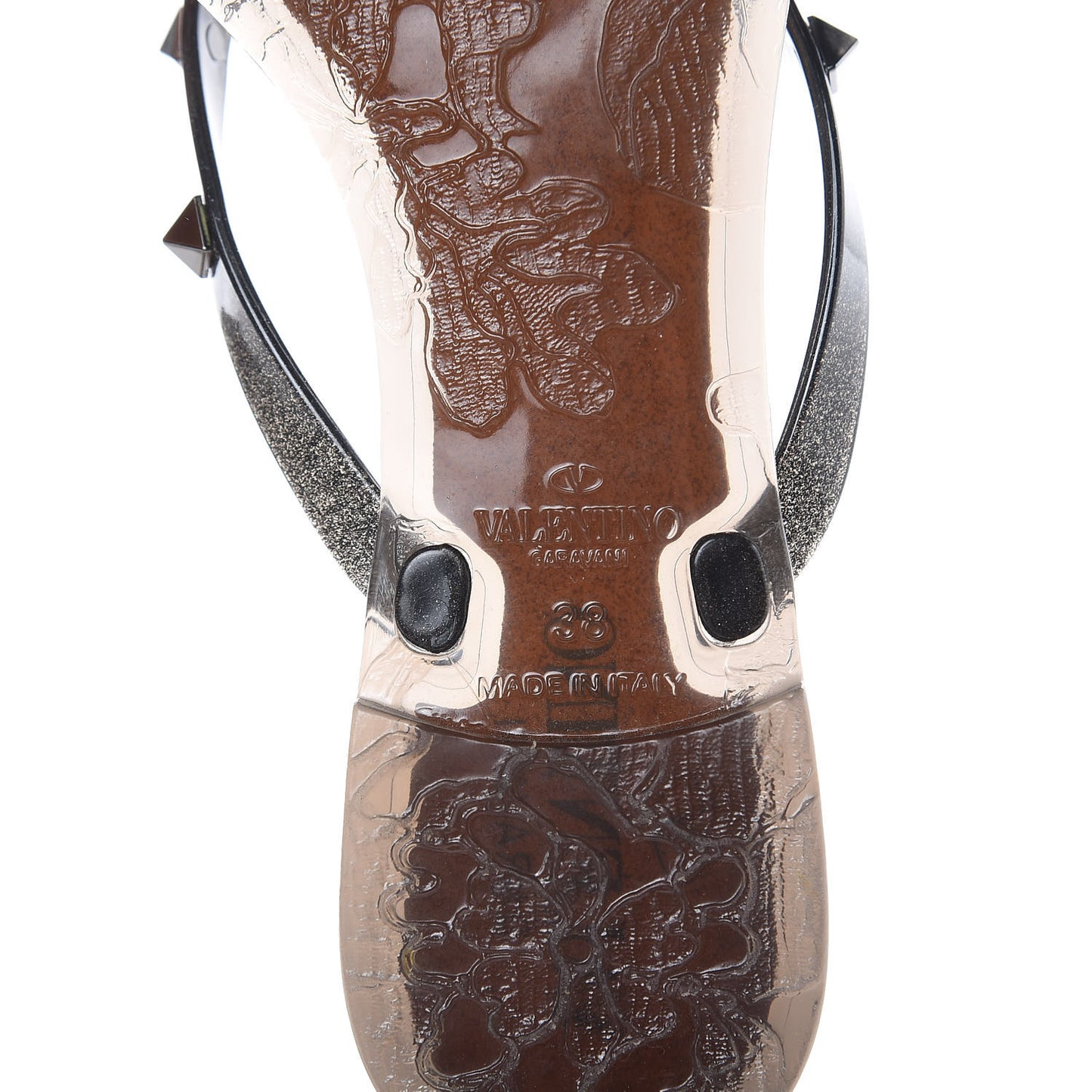 PVC Jelly Rockstud Bow Thong Sandals 38 Black