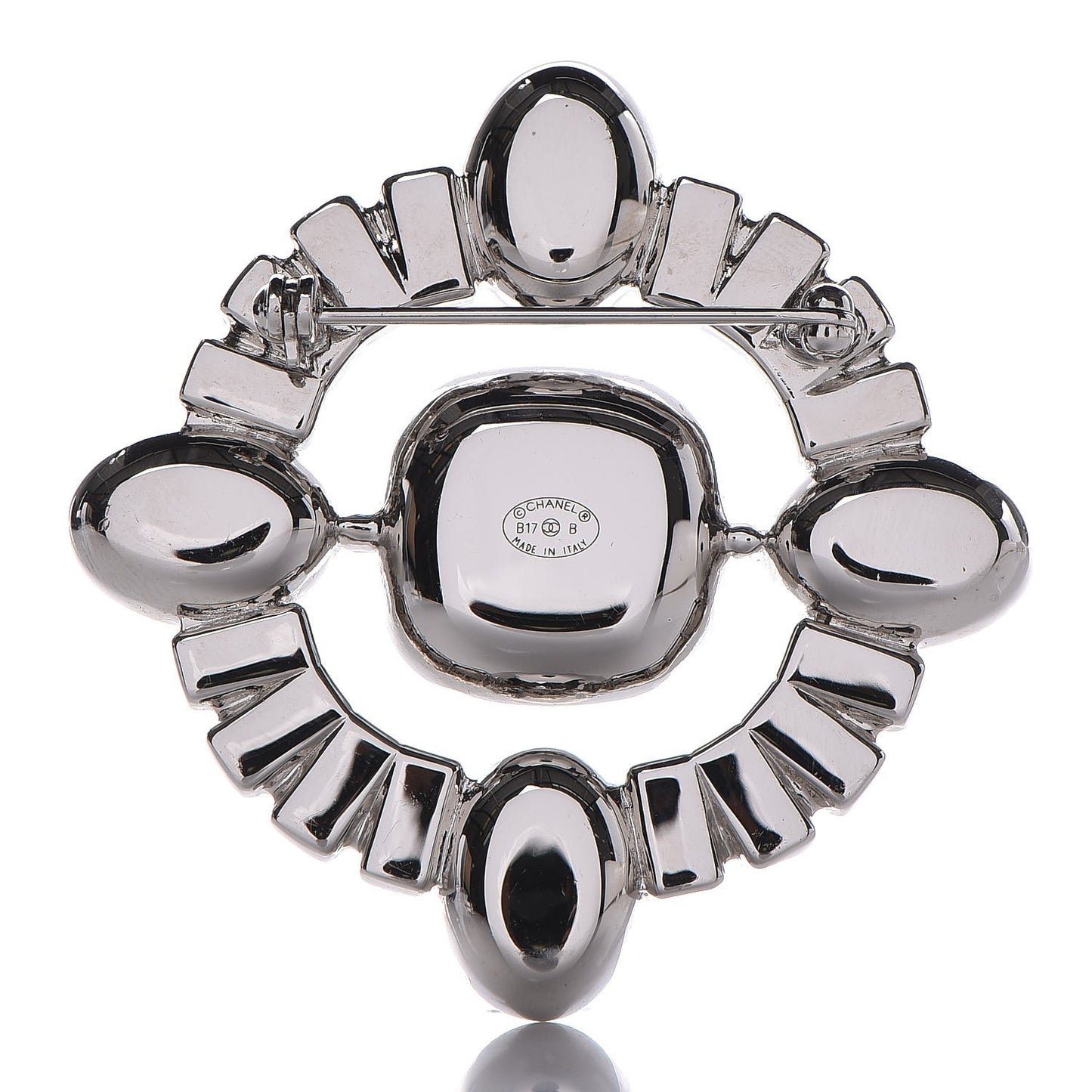 Baguette Crystal CC Brooch Silver