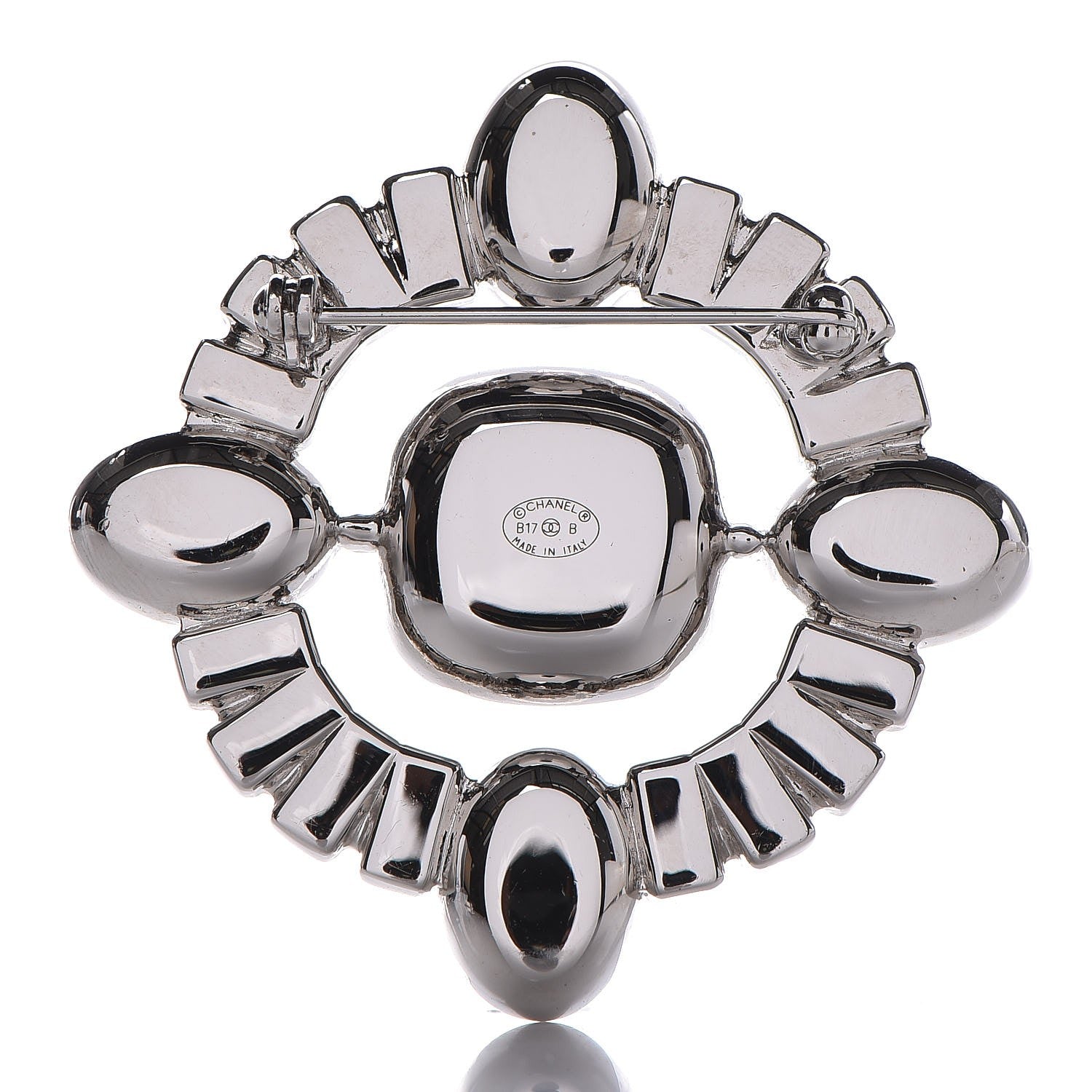 Chanel Baguette Crystal CC Brooch Silver 3 of 5