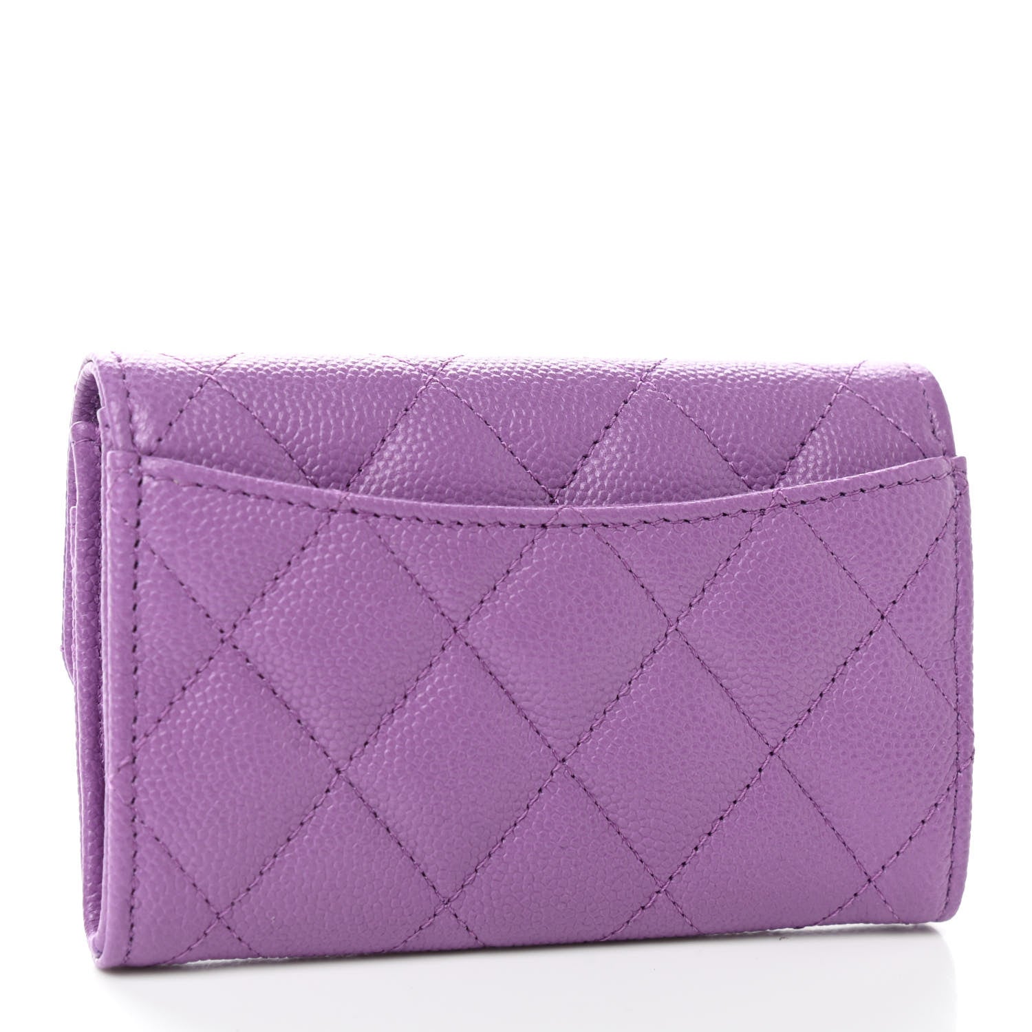 Chanel Caviar Quilted Flap Card Holder Wallet Purple 3 of 9