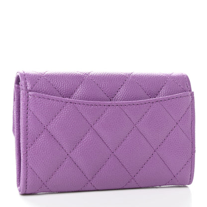 Chanel Caviar Quilted Flap Card Holder Wallet Purple 3 of 9