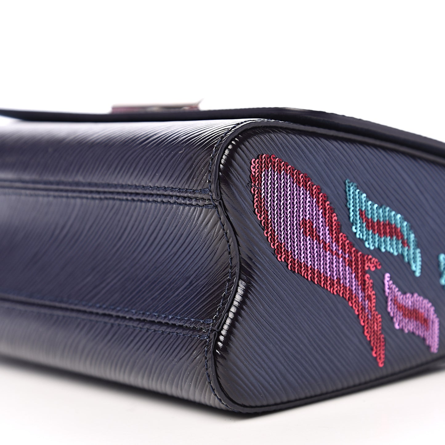 Epi Sequins Flame Twist Shoulder Bag MM Blue Nuit
