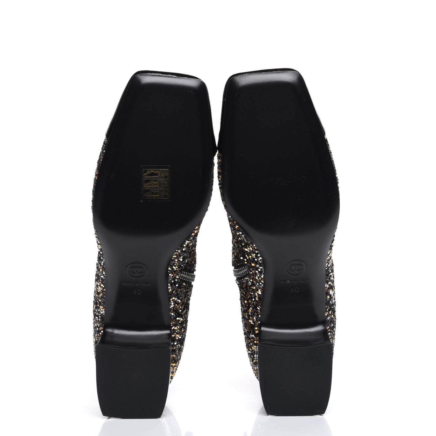 Glitter Patent Cap Toe Short Boots 40 Bronze Black
