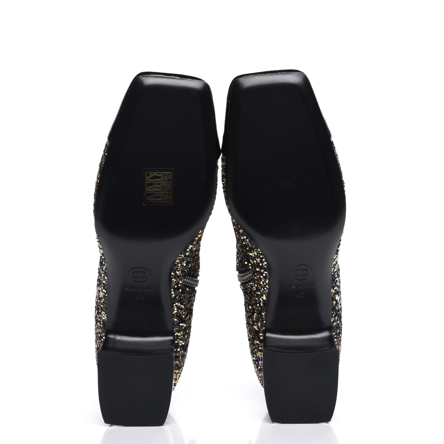 Chanel Glitter Patent Cap Toe Short Boots 40 Bronze Black 5 of 9