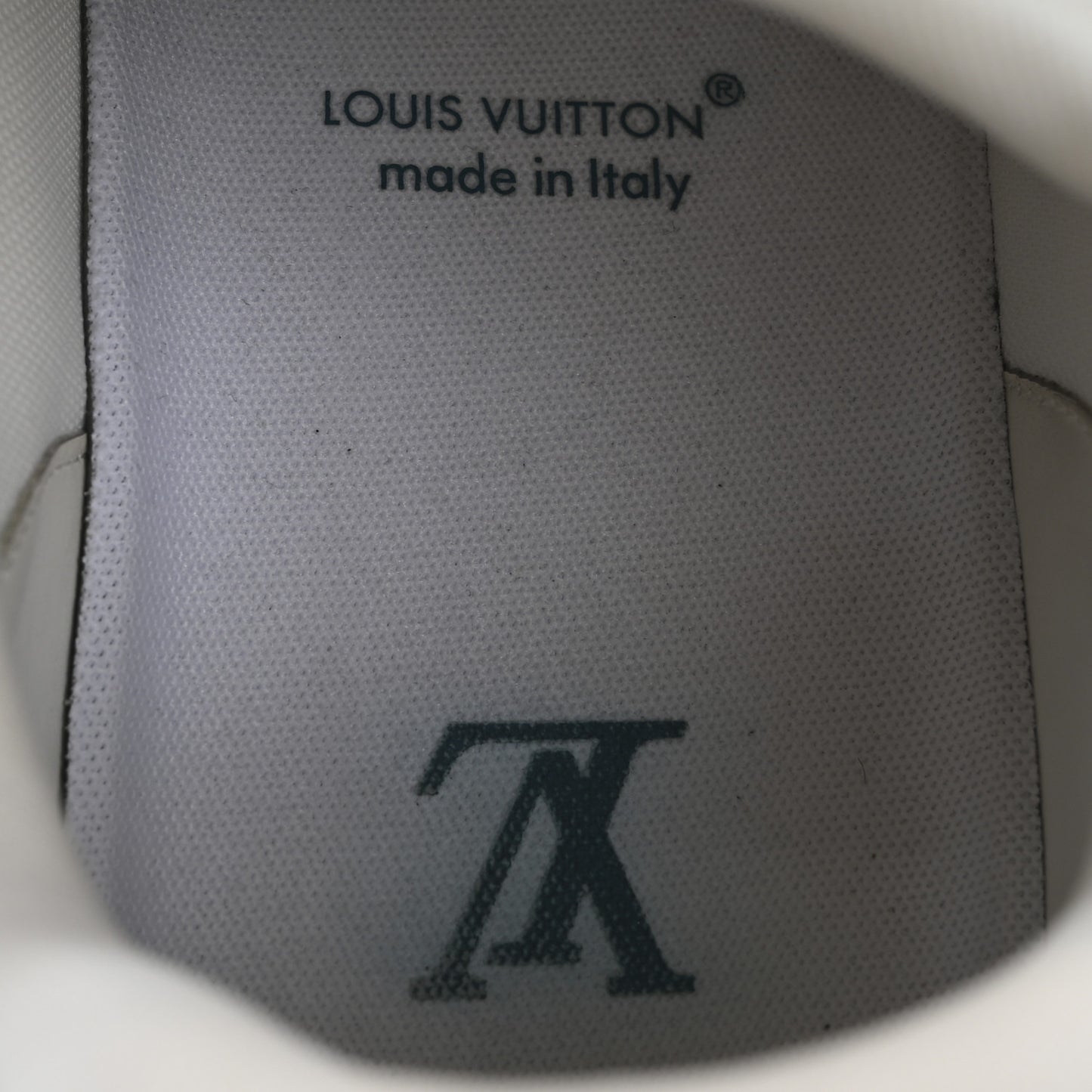Calfskin Embossed Monogram Denim Mens LV Trainer Sneakers 7.5 Blue
