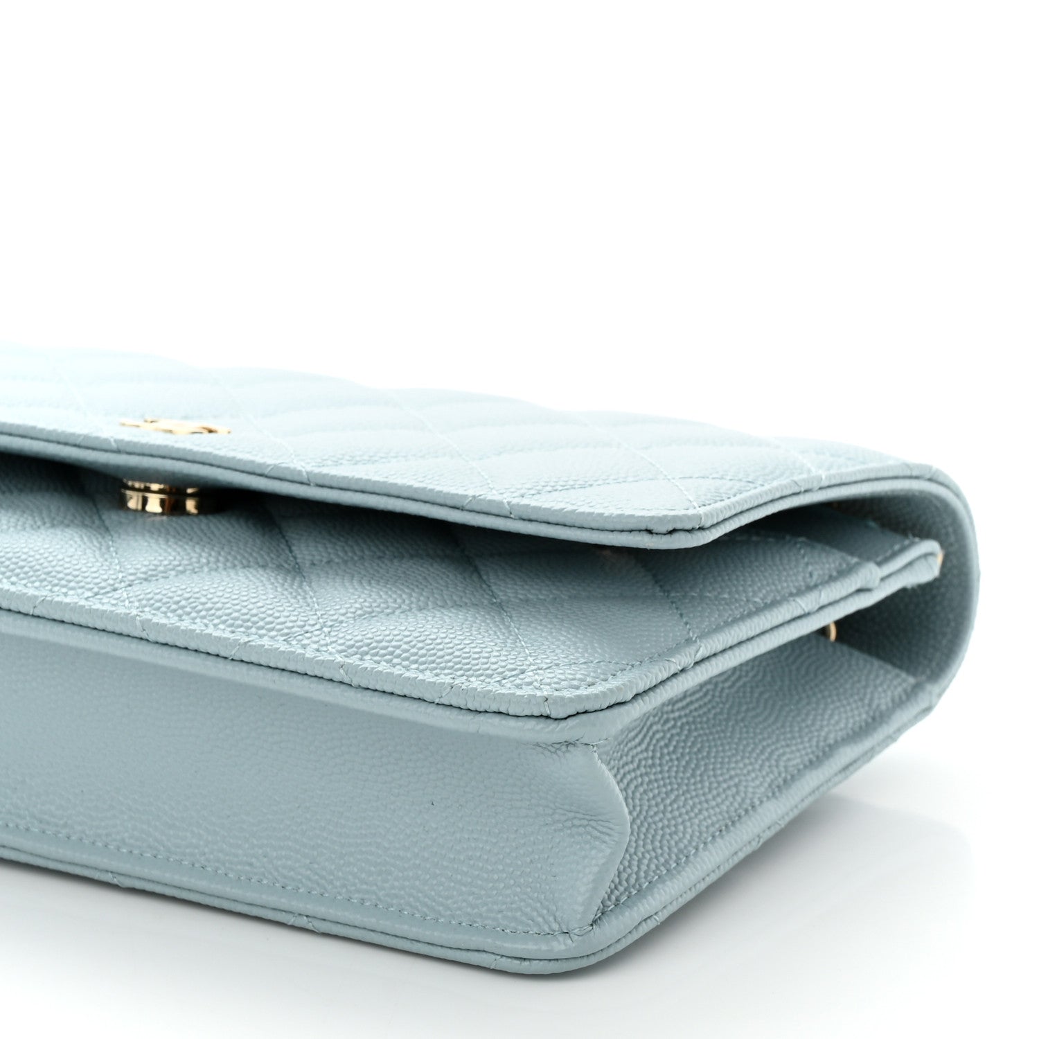 Chanel Caviar Quilted Wallet on Chain WOC Light Blue 11 of 12