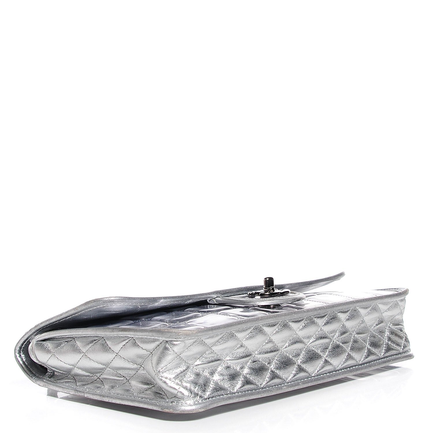 Chanel Vinyl Large Ice Cube Flap Silver 4 of 7