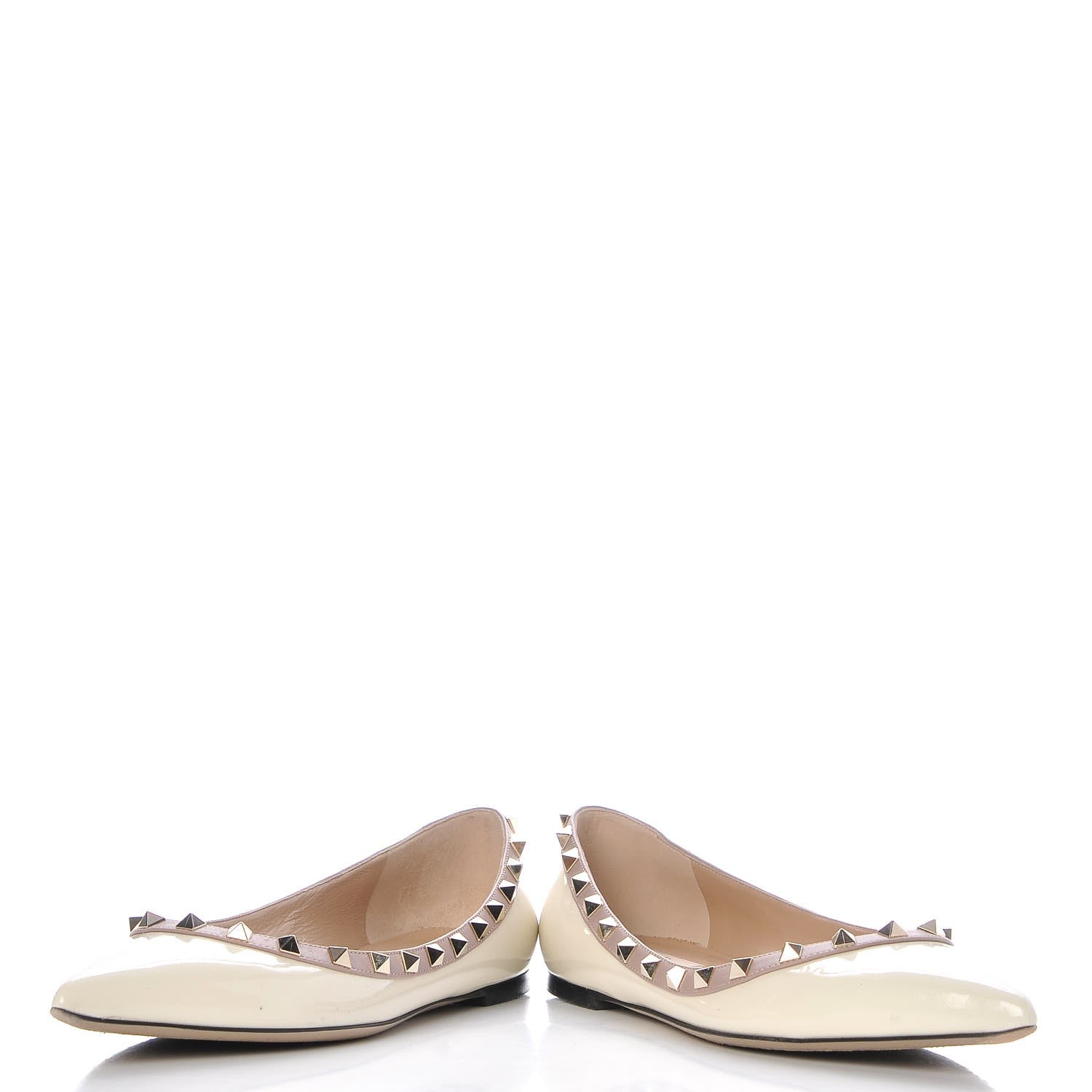 Valentino Garavani Patent Rockstud Ballerina Flats 39.5 Ivory Poudre 5 of 12