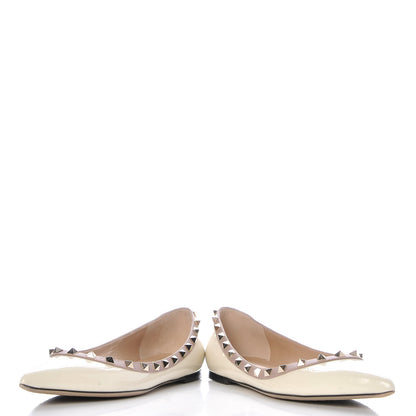 Valentino Garavani Patent Rockstud Ballerina Flats 39.5 Ivory Poudre 5 of 12