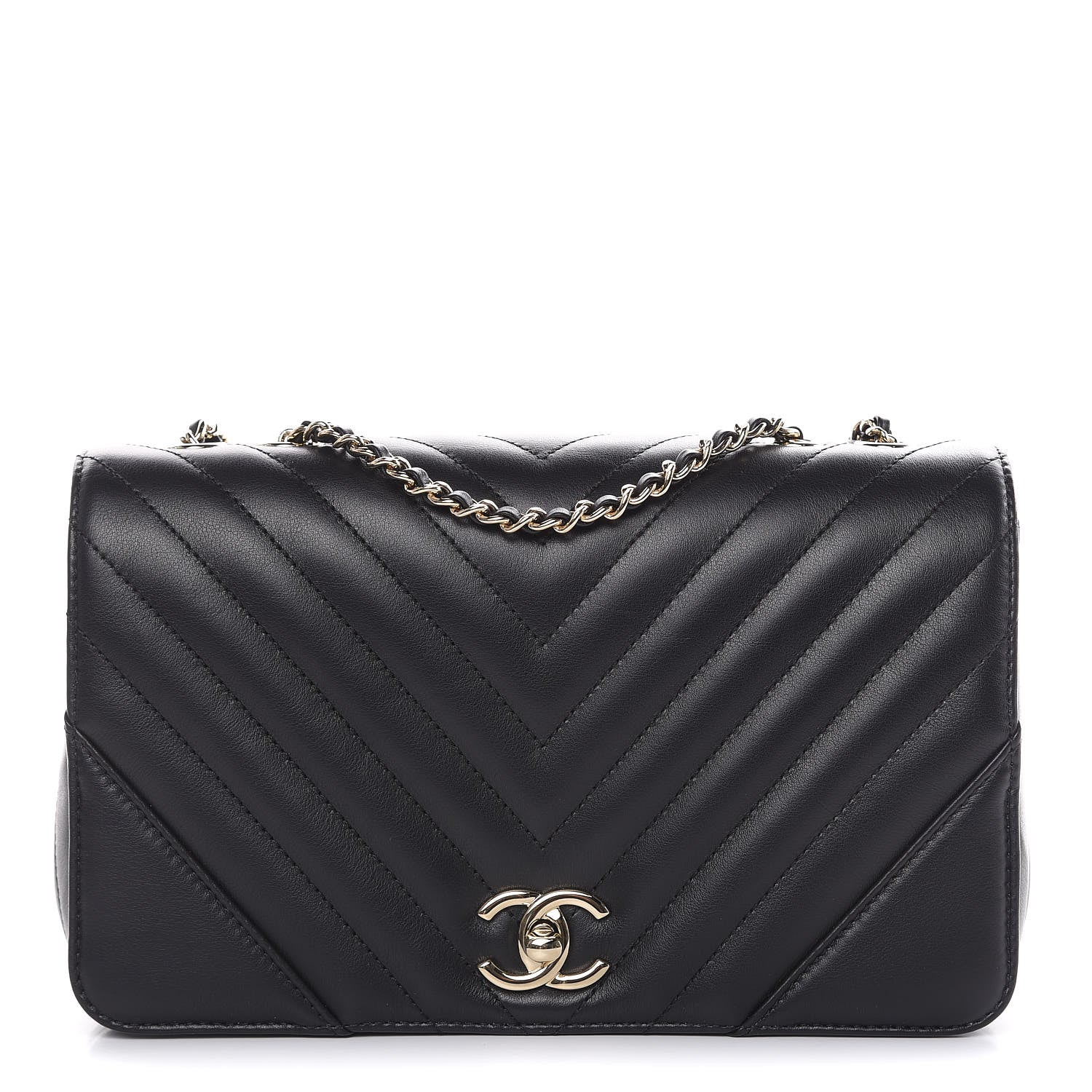 Chanel Calfskin Chevron Quilted Small Statement Flap Black 1 of 10