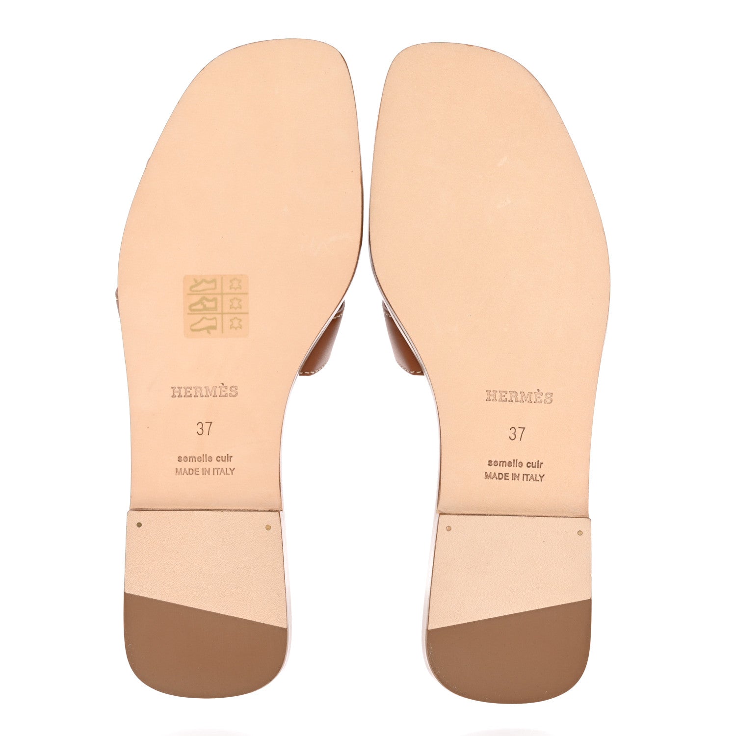 Hermes Box Calfskin Oran Sandals 37 Gold 5 of 9