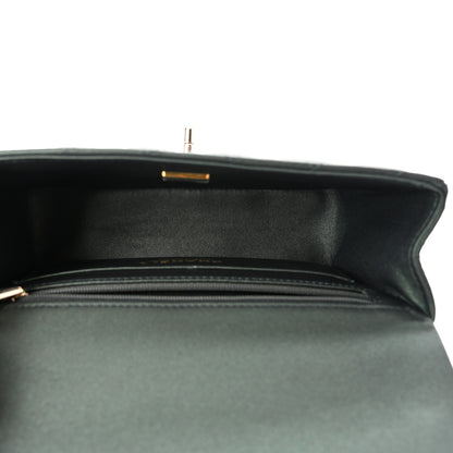 Chanel Iridescent Lambskin Quilted Mini Top Handle Rectangular Flap Dark Green 5 of 11