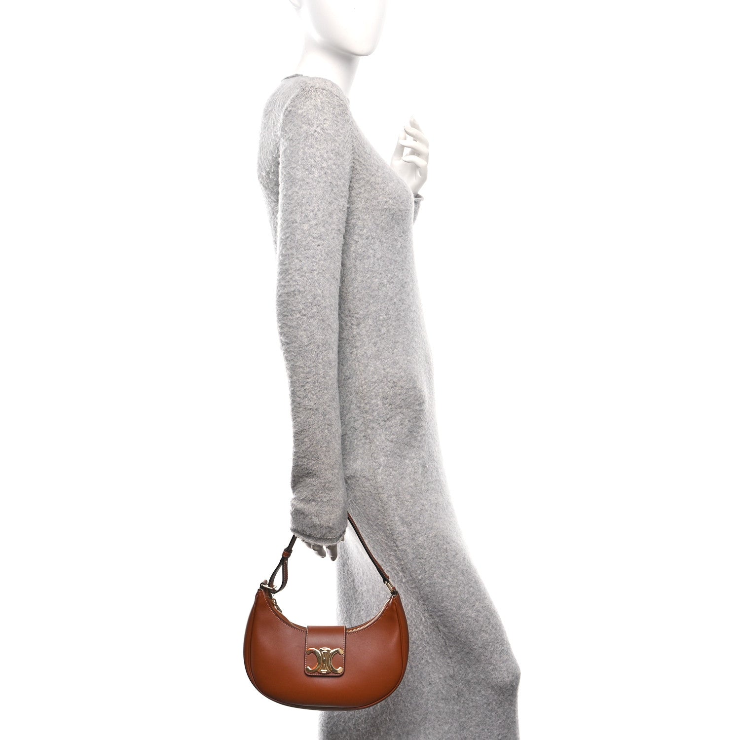 Celine Smooth Calfskin Medium Strap Ava Triomphe Shoulder Bag Tan 2 of 9
