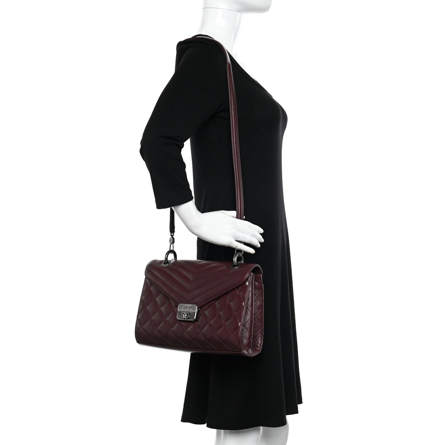 Calfskin Quilted Mad About Quilting Medium Flap Burgundy