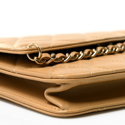 Chanel Lambskin Quilted Chain Infinity Wallet On Chain WOC Light Beige 8 of 10