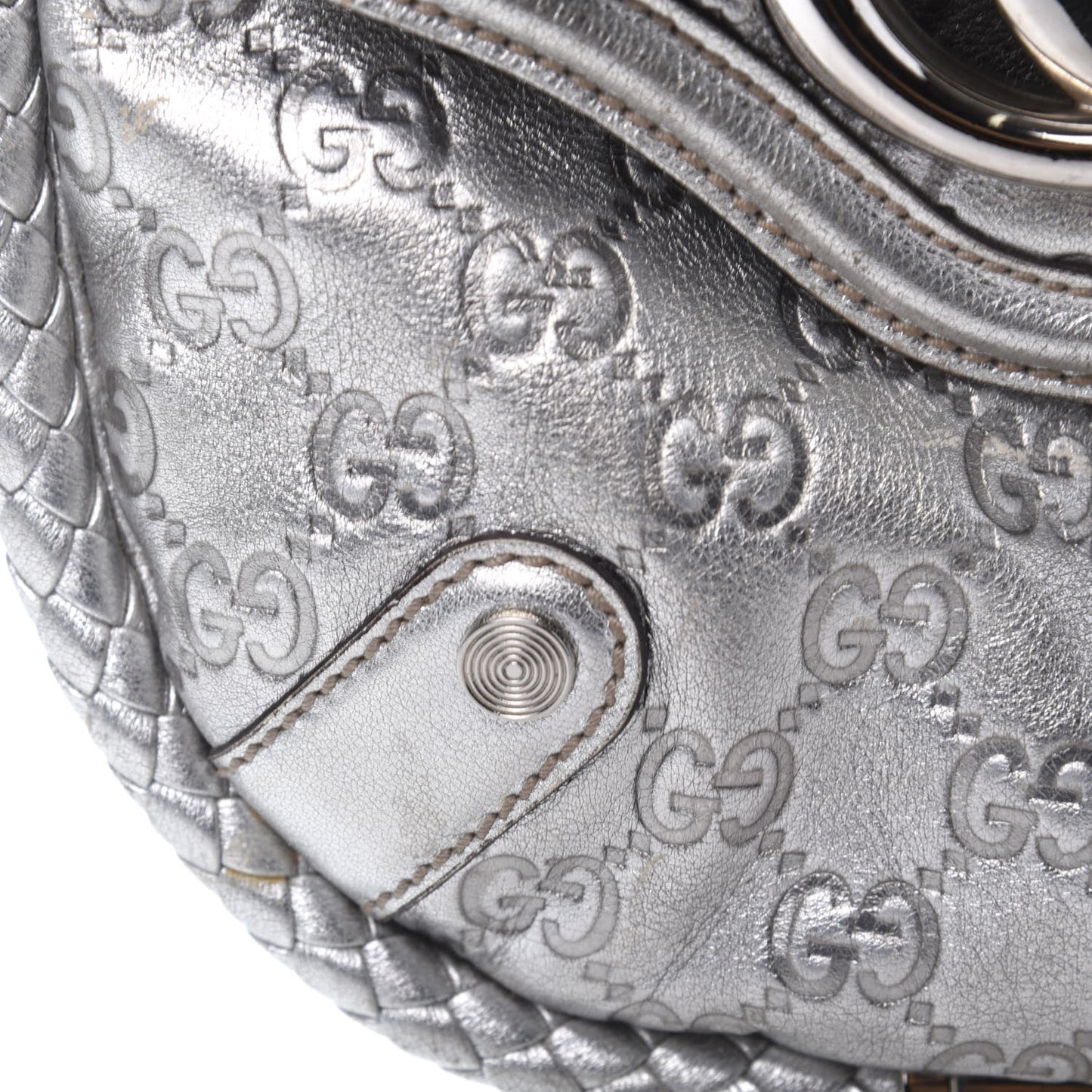 Guccissima Small Britt Tassel Shoulder Bag Silver