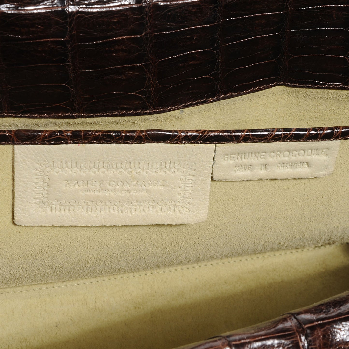 Crocodile Envelope Clutch Brown