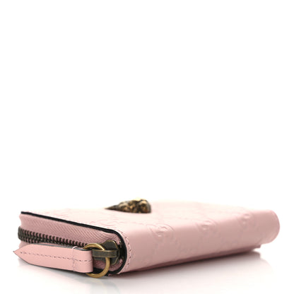 Gucci Guccissima Signature Crystal Cat Zip Around Card Case Light Candy Pink 4 of 7