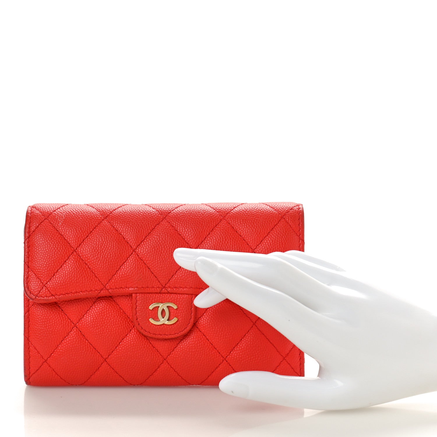 Chanel Caviar Quilted Medium Flap Wallet Red 2 of 15