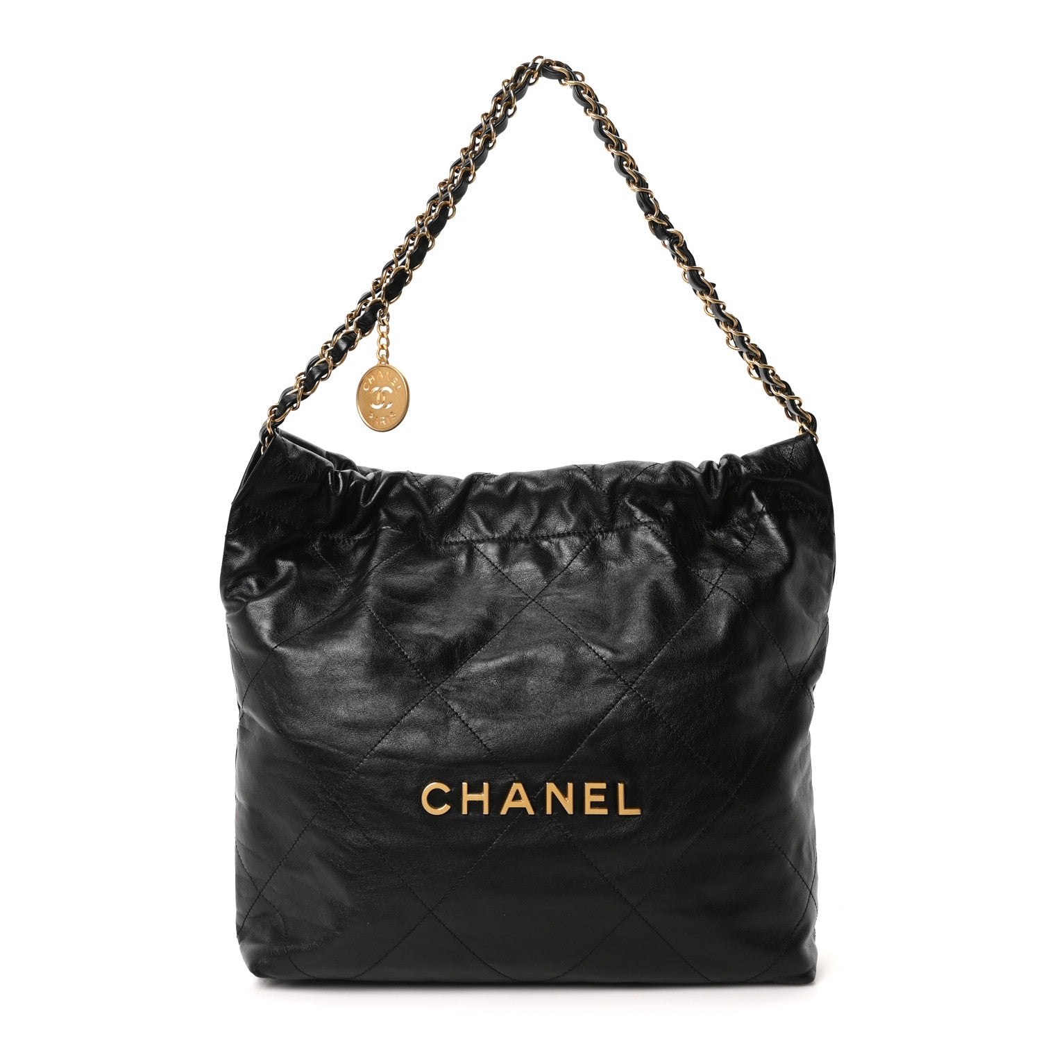 Chanel Shiny Calfskin Quilted Small Chanel 22 Black 1 of 11