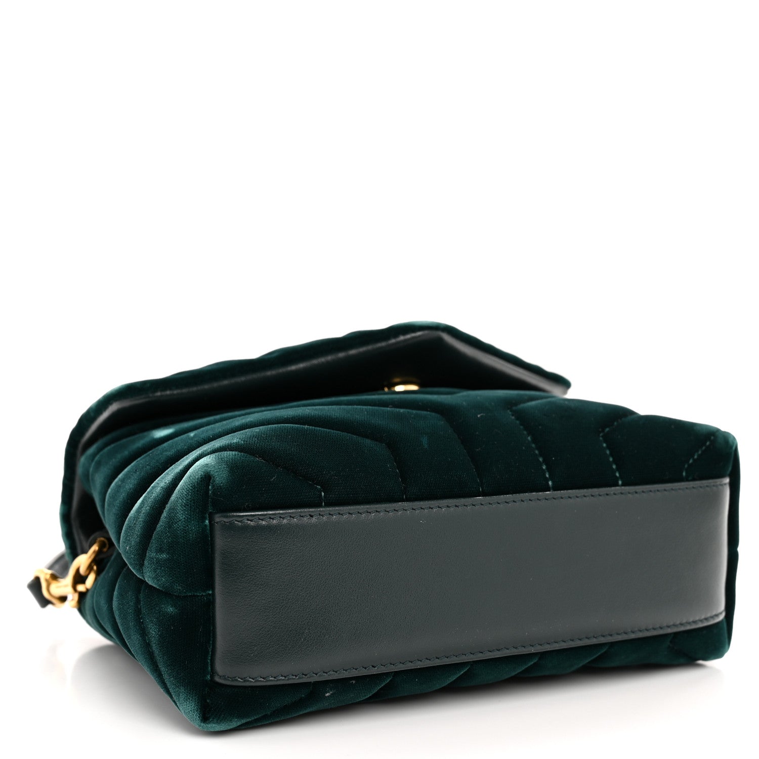 Saint Laurent Velvet Y Quilted Monogram Toy Loulou Chain Satchel Dark Ottanio 4 of 9