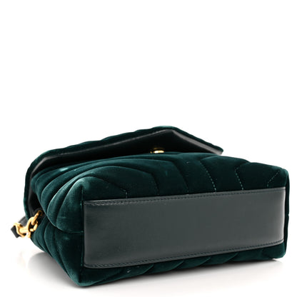 Saint Laurent Velvet Y Quilted Monogram Toy Loulou Chain Satchel Dark Ottanio 4 of 9