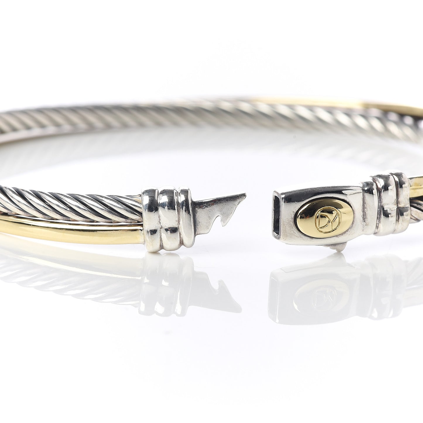 Sterling Silver 18K Yellow Gold 3mm Crossover Bracelet