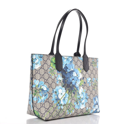 Gucci GG Supreme Monogram Blooms Small Reversible Tote Beige Blue Navy 4 of 8