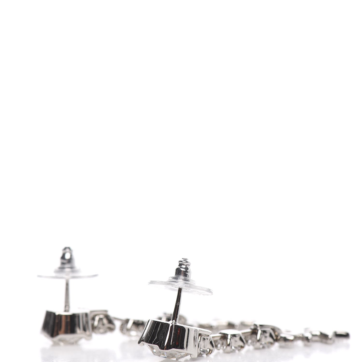 Chanel Crystal Starfall Drop CC Earrings Silver 3 of 5